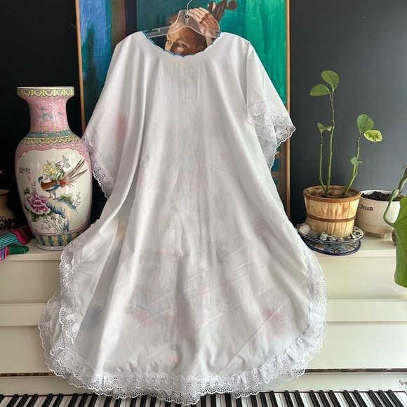 Vintage Mexican Day Of The Dead Maxi Dress with Colorful Embroidery Free Size - Picture 10 of 15